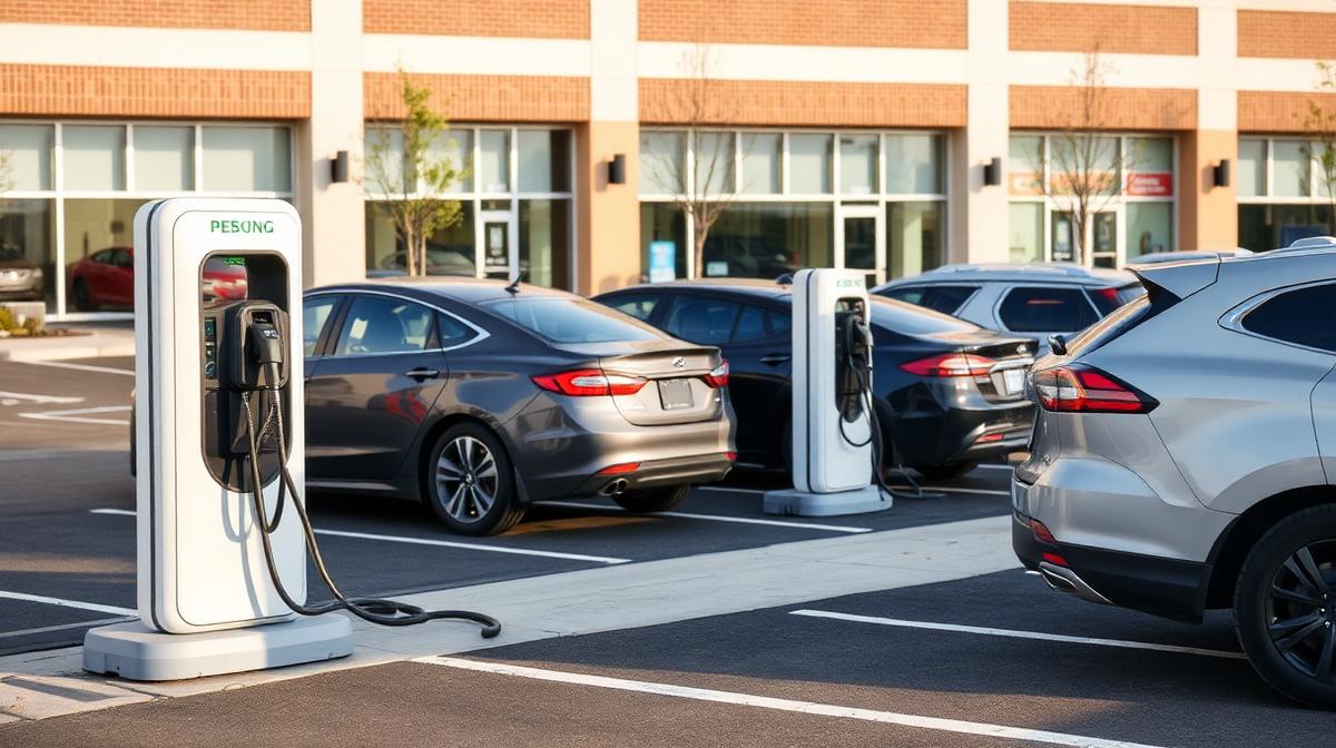 EV charging stations at a retail shopping center