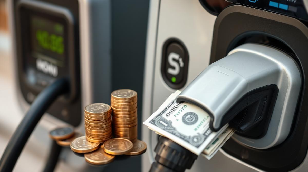 EV charger with money representing revenue potential